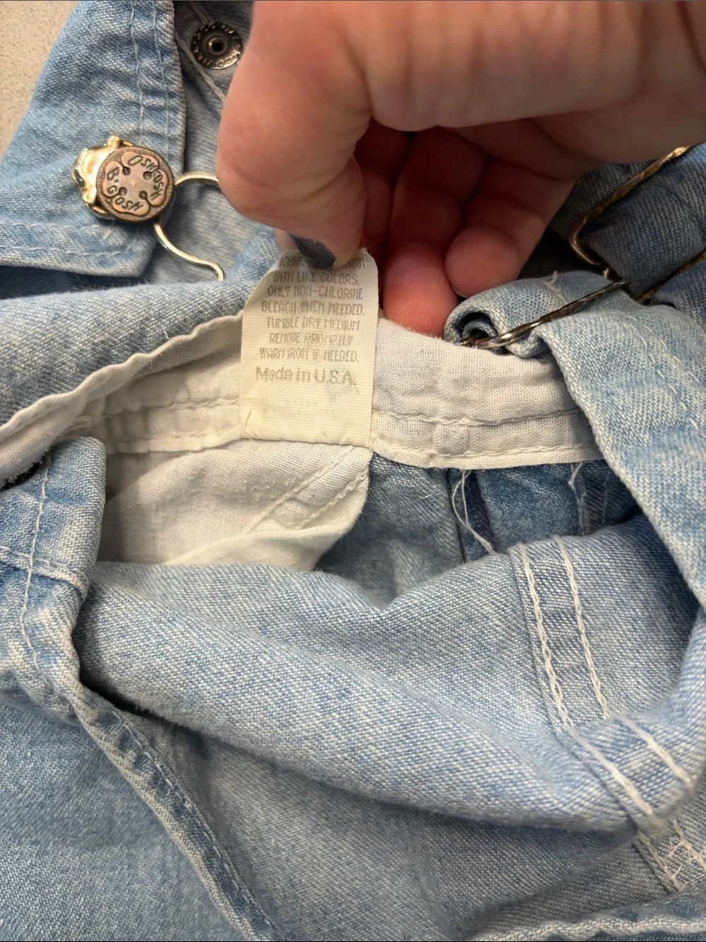OshKosh B'gosh Light Blue Denim Short Overalls